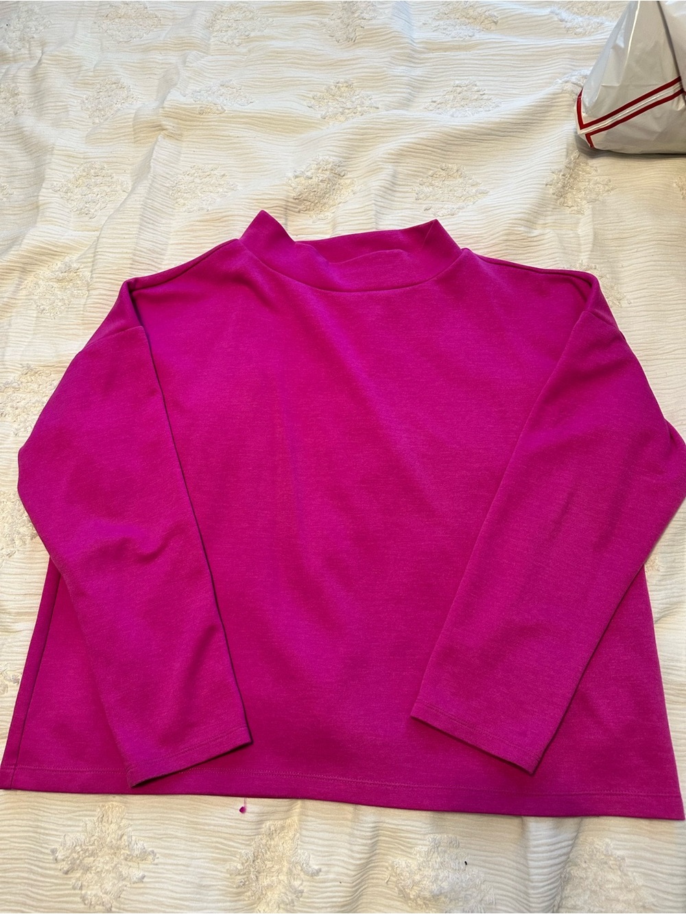 Women’s Mock Neck Sweater - Fuchsia Pink